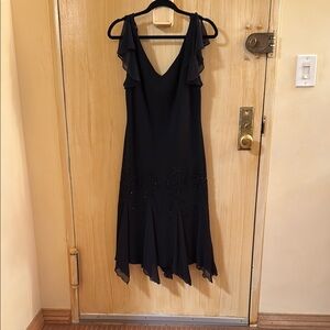 S.L. Fashions Elegant Black Asymmetrical Dress